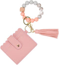 NEW  Fringed Bangle Wristlet Keyring Credit Card Silicone Bracelet Key Chain PU Leather Tassel Beads Wallet Keychain
