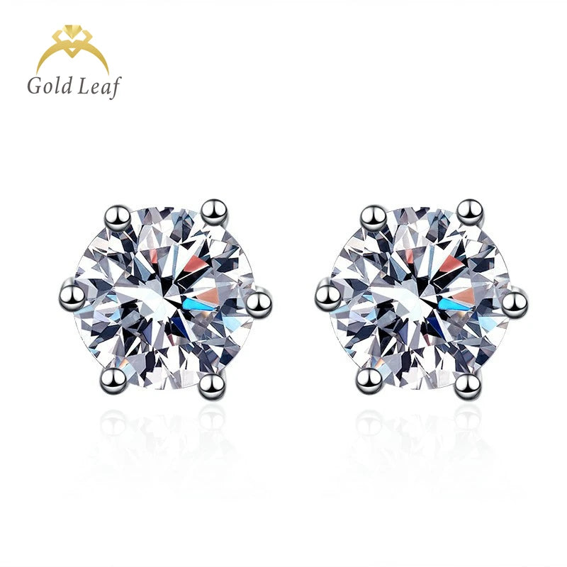 Goldleaf 18K Gold Round Cut Lab Grown Diamond Earrings Jewellery Custom 6 Claws Solitary Lab Diamond Earrings