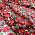 Multicolor Mesh Red Rose Floral Embroidery Dress Haute Couture Roma Fashion Dress Fabric