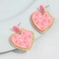 Cute Cartoon Love Cookies Bite Incomplete Heart Creative Valentine's Day Gift Acrylic Drop Earrings for Women