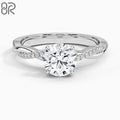 3.5~4g 1/2Carat Moissanite Engagement Ring Charm Petite Twisted Vine White Gold Plated VVS Wedding Rings for Women