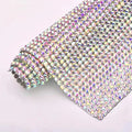SS20 Crystal AB Hotfix Glass Rhinestone Mesh Trim 24*40cm Iron-on Crystal Fabric Applique Strass Ribbon Garments Shoes Adhesive