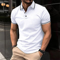 Men's Summer Sports Casual POLO Shirt New Short-Sleeved Lapel Quick Dry Knitted Fabric Button Decoration XL Size Solid Printed