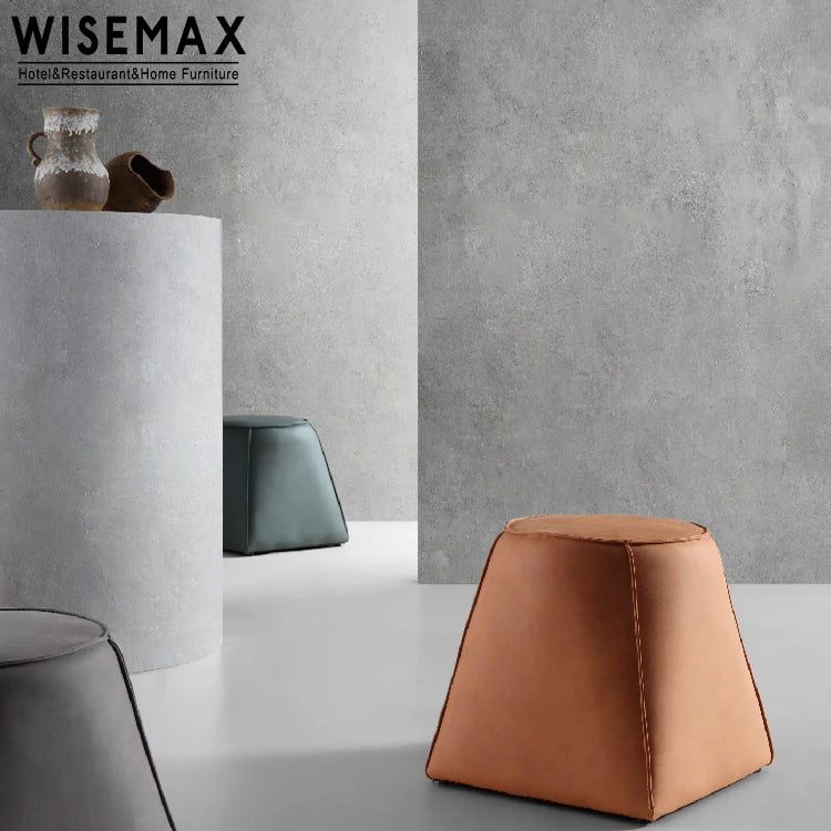 WISEMAX FURNITURE Modern Living Room Sofas Fabric Dressing Chair Round Ottoman Velvet Footrest Luxury Round Ottoman Chair