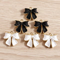 Black Alloy Oil Drop Accessories Beautiful Bow Pendant Necklace Diy Jewelry Black Enamel Pendant Charms