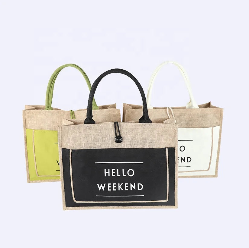 Customized Food Hessiantote Bag Natural Burlap Shopping Bag Jute Gift Bag with Individual logo
