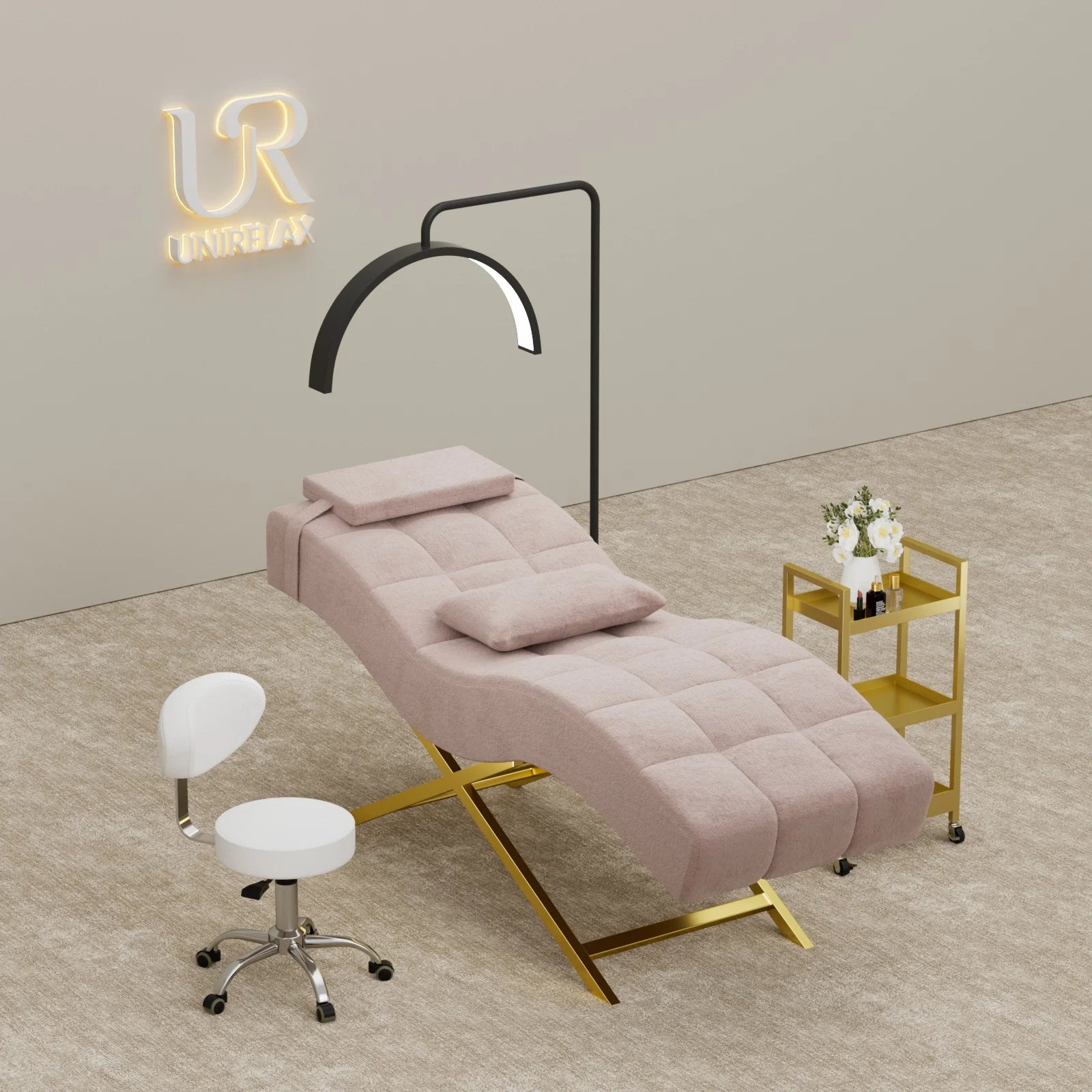 Union Win Frame White Spa Topper Lash Bed for Salon Extension Luxury Facial Massage Salon Salon Curve Beauty Lash Bed
