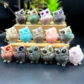 Factory Direct Mixed Quartz Hand Carving Status Multi Agate Chips Resin Crystal Owl Figurine