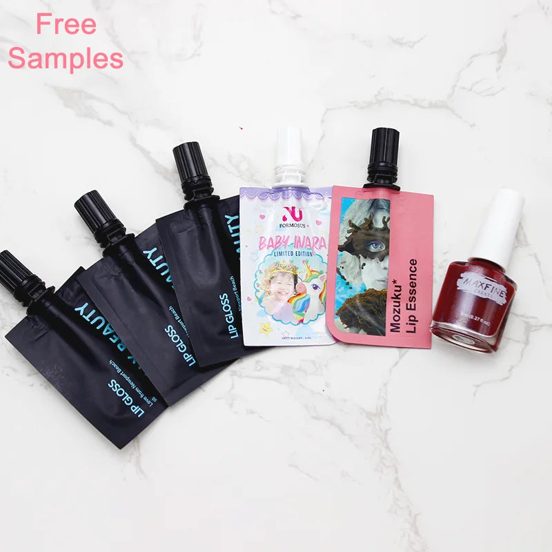 Aluminum Foil Cosmetics Containers Brush Lipstick Gloss Packaging Bag Window Clear Plastic Lip Balm Pouches