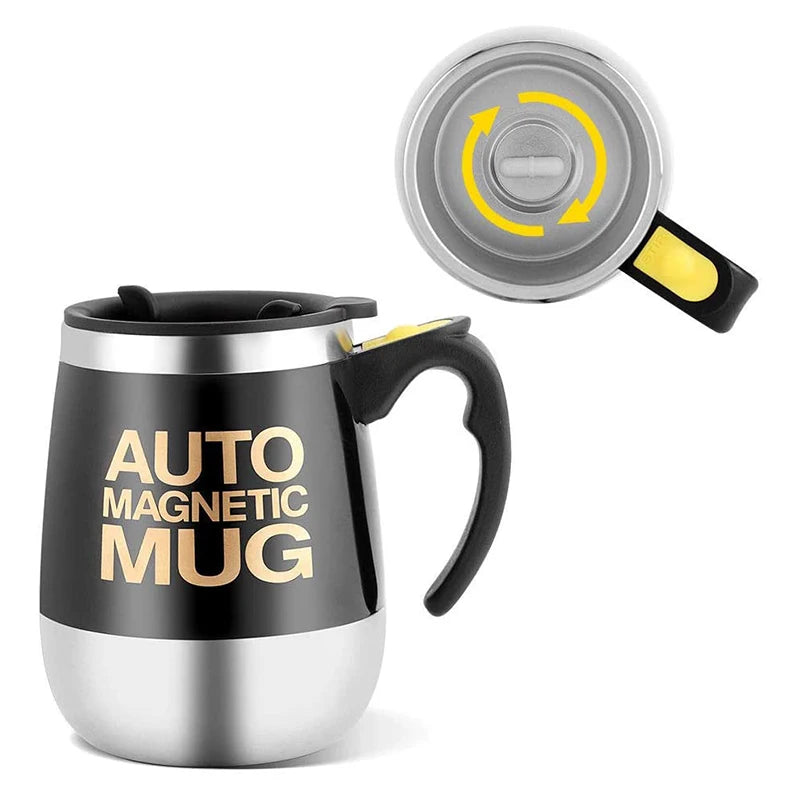 Double Wall Vacuum Thermos Cup Insulated Automatic Self Stirring Magnetic Stainless Steel Coffee Mug