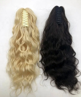 LONGFOR Hair Claw Clip in Wavy Ponytail Human Hair Extensions