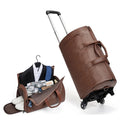 Factory Custom LOGO Wheeled Garment Pull Rod Trolley Suit Bag Duffle Suitcase Overnight PU Leather Travel Duffle Bag for Men MegaBDM