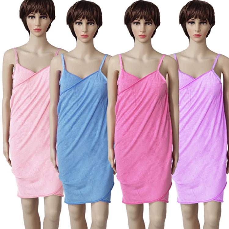 Soft Microfiber Bath Towel Dress Women Spa Bath Wearable Microfiber Custom Bathrobe After Shower