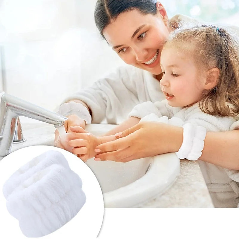 Women's Wrist Towels Microfiber Wrist Spa Wash Towel Band Absorbent Face Washing Wristbands for Girls Prevent Water