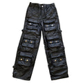 DENIMGUYS Multiple Pockets Hiphop Men's Wax Jeans Streetwear Baggy Waxing Coated Jeans Man