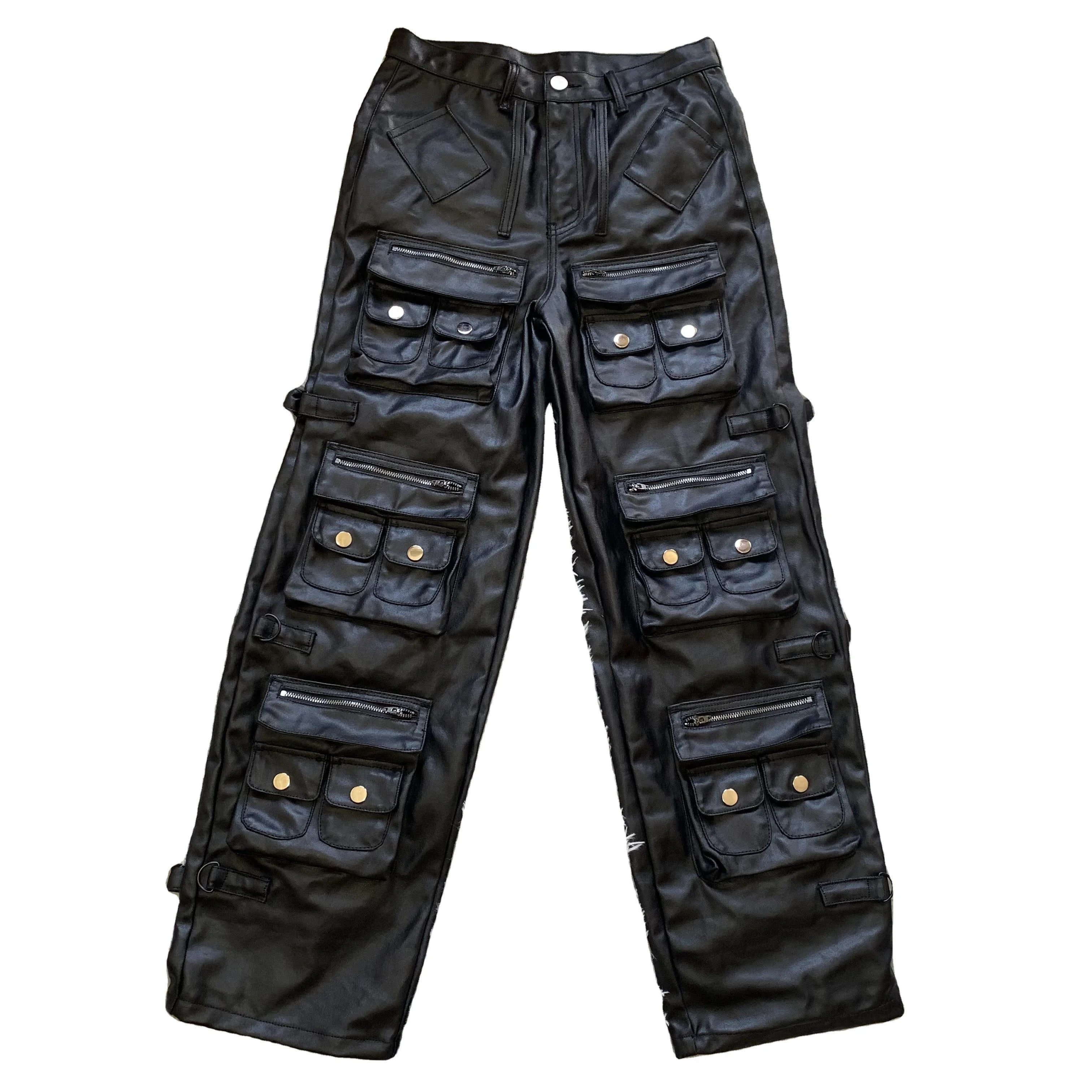 DENIMGUYS Multiple Pockets Hiphop Men's Wax Jeans Streetwear Baggy Waxing Coated Jeans Man