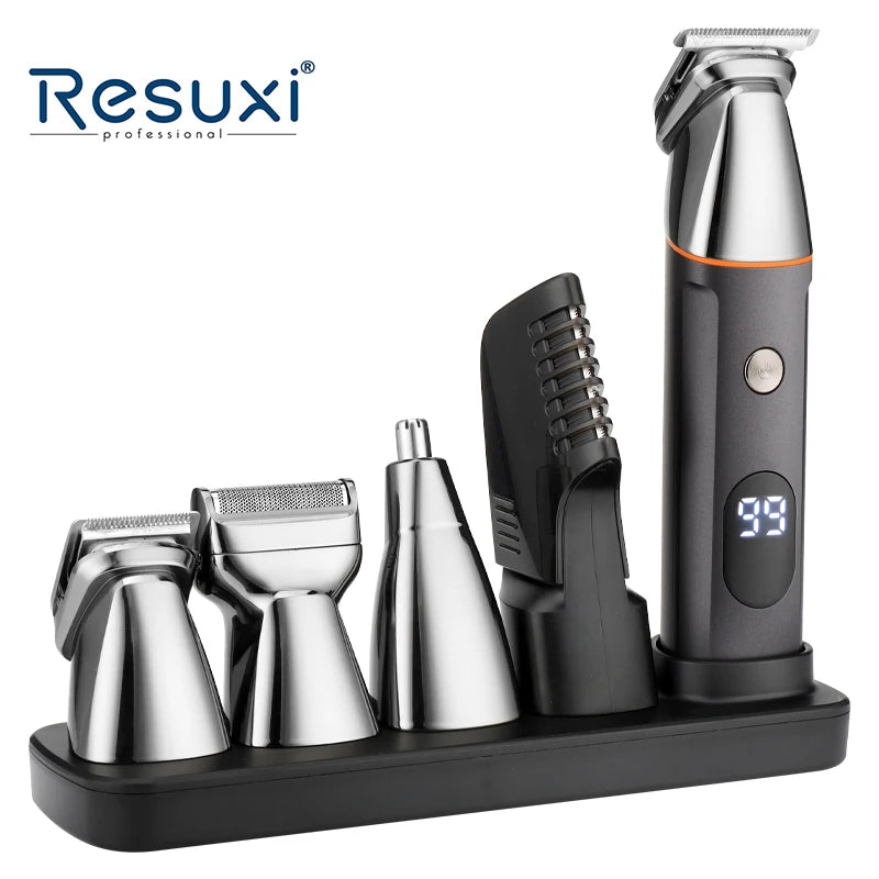 Resuxi LK-881 with Charging Base Professional Waterproof Hair Clipper Men Rechargeable Electric Razor 5 in 1 Beard Hair Trimmer
