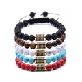 Adjustable Macrame Stones 8mm Healing Crystals Quartz Chakra Bracelet for Women Men Girls Gifts Meditation Reiki Balancing