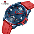 NAVIFORCE 9215T BEBER Red Silicone Belt Factory Custom Logo Cheap Quartz Men Wrist Watches Waterproof Male Casual Clock Reloj