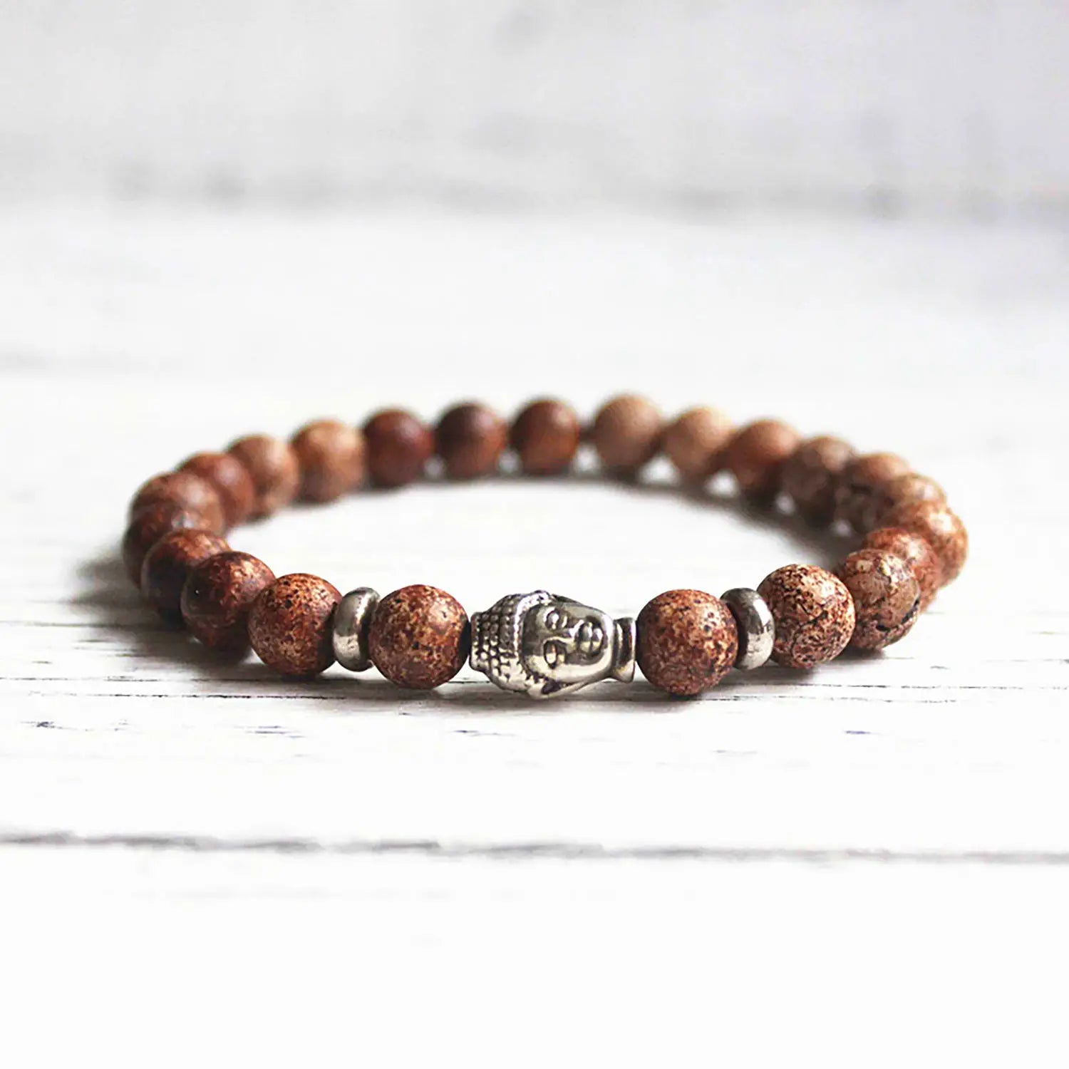 Personalized Men's Natural Stone Agate Bracelet Buddha Head Bracelet Original Chakra Infused Buddha Bracelet with Spiritual