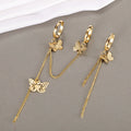 American Personality Chain Combination Long Butterfly Pendant Rings Set Punk Open Index Four Finger Men Rings