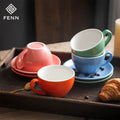 FENN Colorful Thick Body New Cappuccino Cup and Saucers Ceramic Coffee Cup Saucer Latte Cup Drinkware
