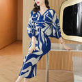 Spot Wrinkle Print Doll Sleeve V-Neck Dress Summer New Large Size Casual Loose Dress Wholesale