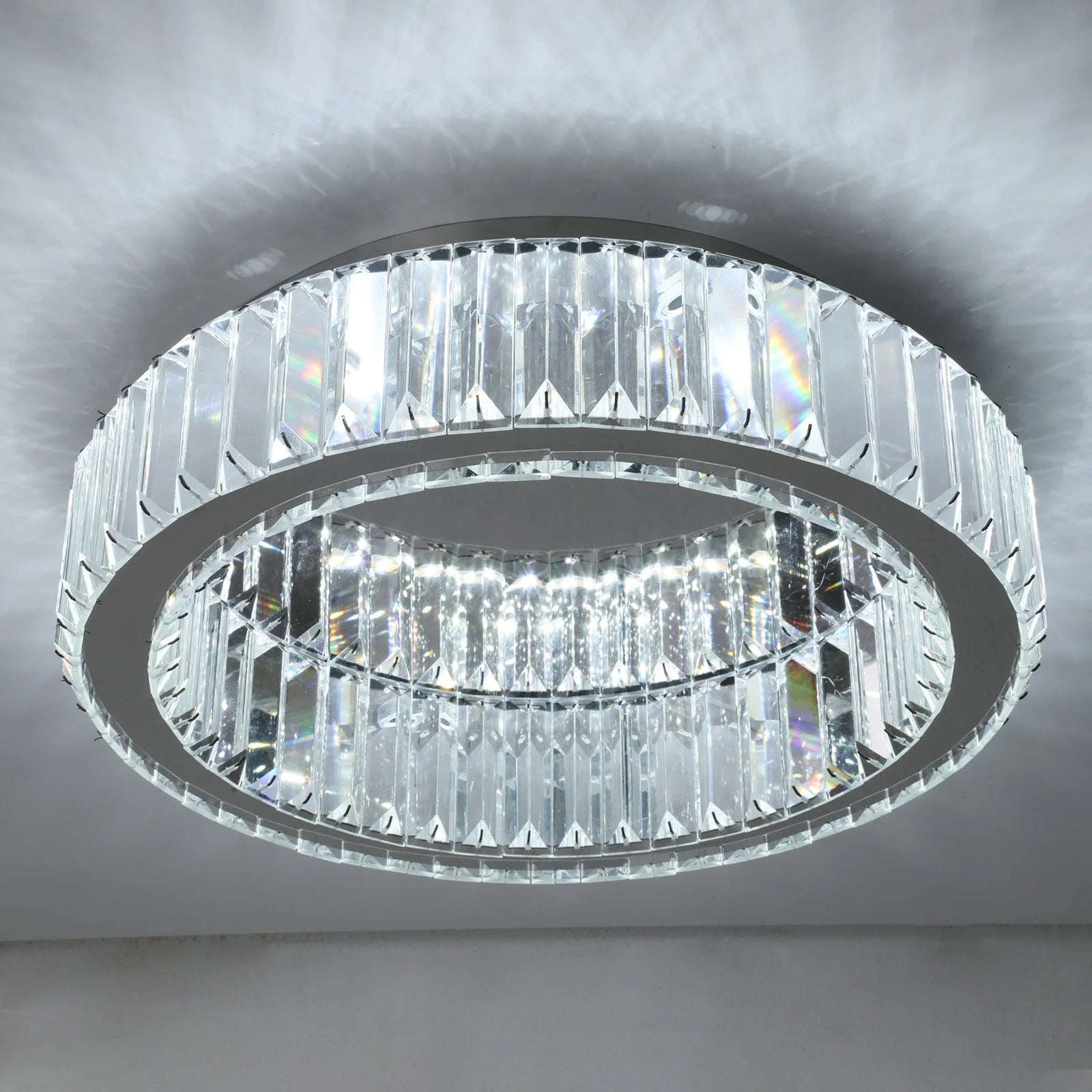 Simple Remote Control Dimmable LED Crystal Round Ceiling Lights Fixtures