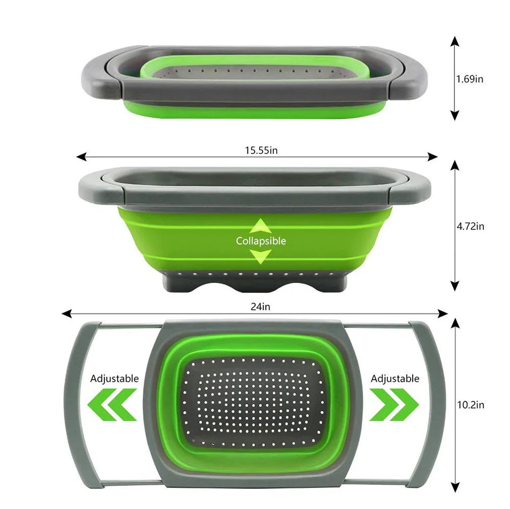 Colander Collapsible-Colander Strainer Over the Sink Vegtable/Fruit Colanders Strainers With Extendable Handles