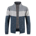 Winter Stand Collar Long Sleeve Men's Casual Loose Matching Color Sweater Korean Men's Zipper Cardigan Knit Jacket