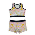 Custom Sublimation Girls Cheerleading Training Sets Dance Crop Top with Bra and Shorts Practice Wear Costumes