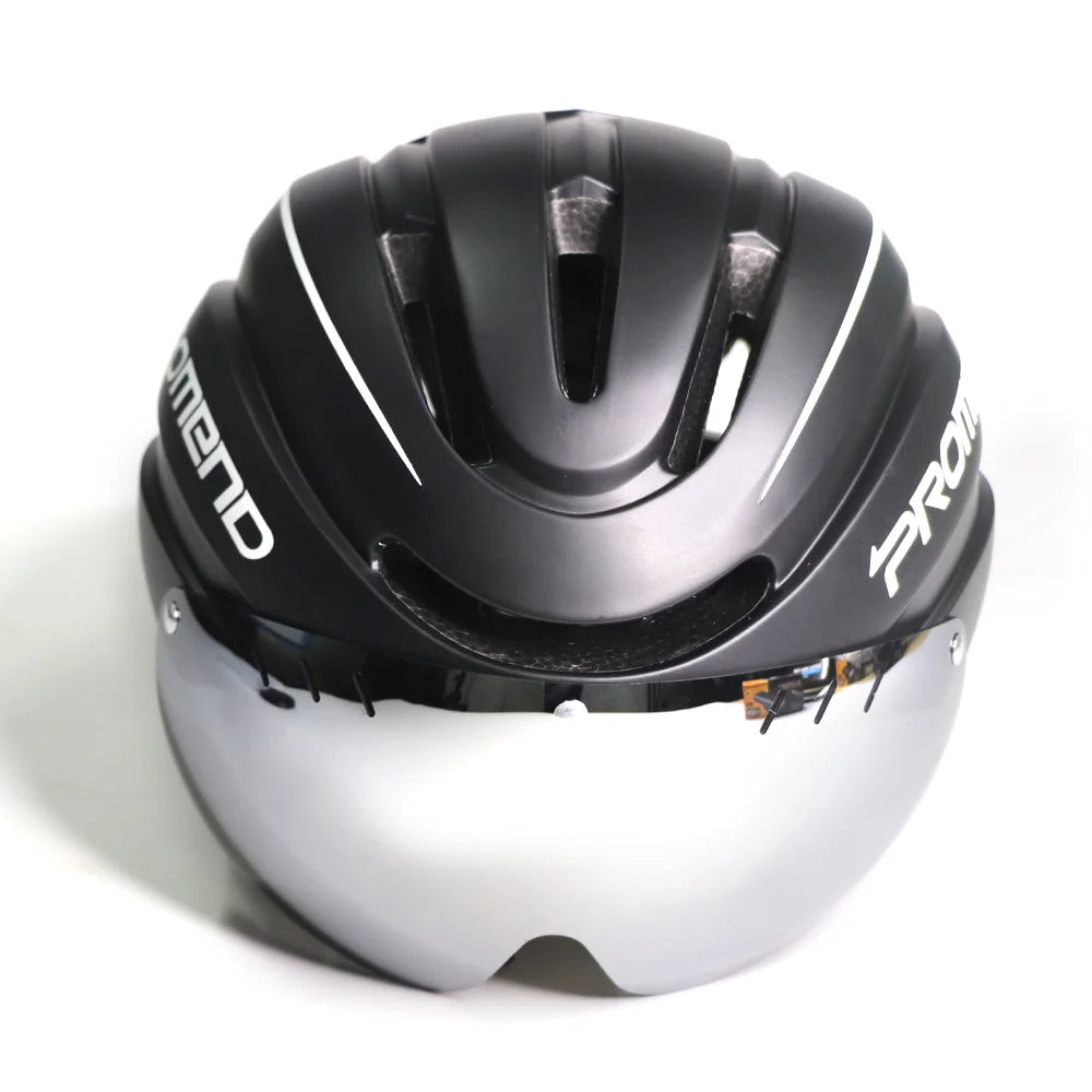 PROMEND Rechargeable LED Light Intergrally-Molded Bicycle Helmet Plastic Cycling Helmet for Mountain Road Bike Sports Safe for