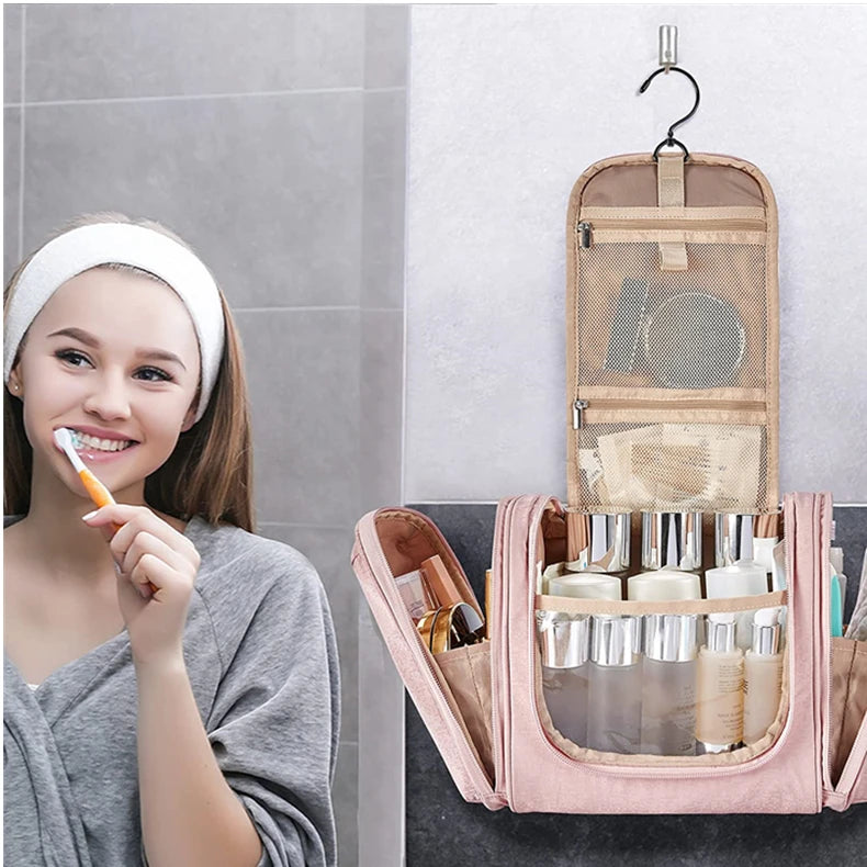 Eco-Friendly Portable Clear Makeup Zipper Storage Cosmetic Bag with Hook Fashionable for Case for Travel Men and Women MegaBDM