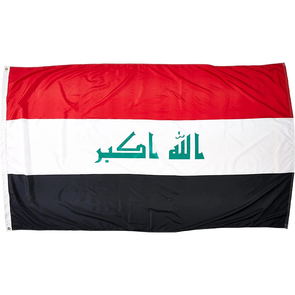 3x5 Ft Iraq Flag 100% Polyester with Brass Grommets Digital Printed Promotional Product in Stock Iraq Flags