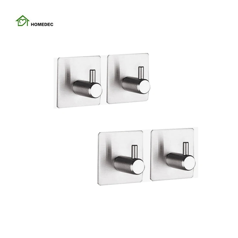 3M Self-Adhesive Stainless Steel Coat Hook Rack Shelf Brush Finished Clothes Hanger Economical House Fittings Metal Robe Hook