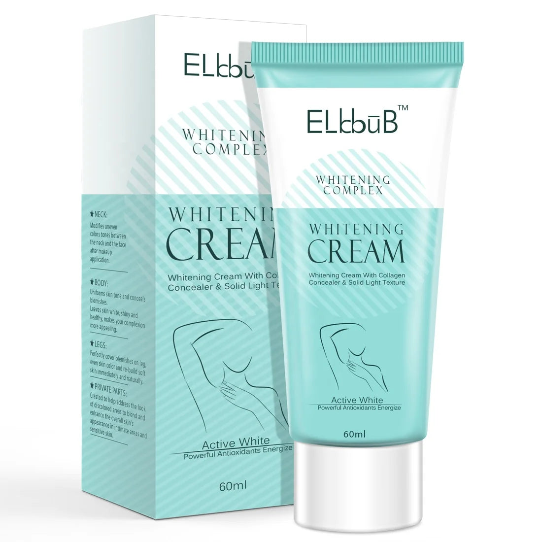 ELbbuB Organic Active Power Knee Dark Skin Neck Legs Private Parts Body Underarm Whitening Cream