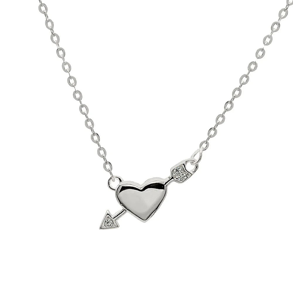 love Jewelry Heart with Arrow Necklace 925 Silver Heart Fashion Valentines Day Gift 2024 Jewelry for Women