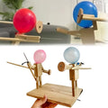 Balloon Battle Handmade Wooden Fencing Puppet Head Inflatable Wooden Fighter Fast Paced Balloon Battle Game for 2 Players