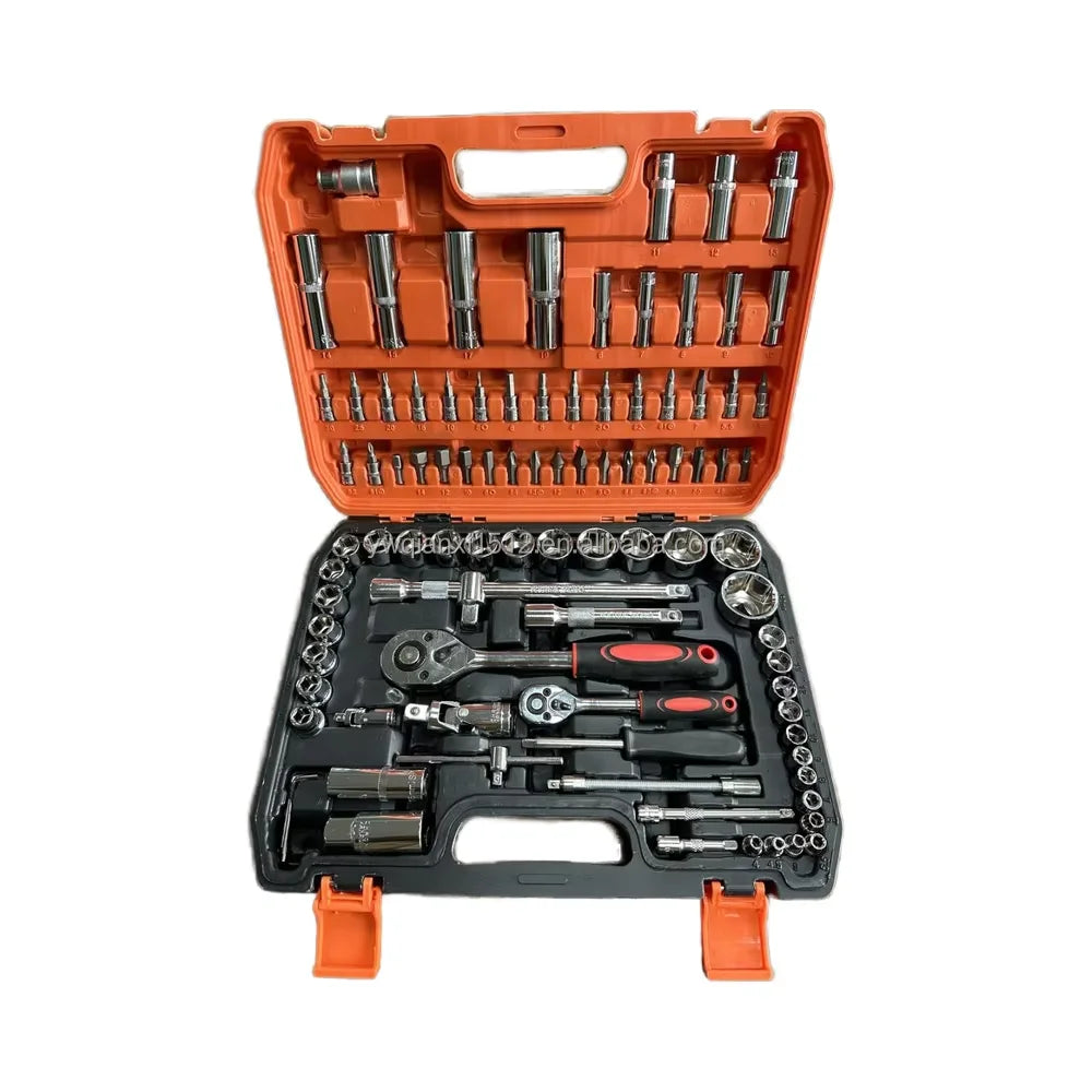 ProMaster 94pcs CR-V Metric Ratchet Wrench Socket Set Tungsten Steel Hand Tool Kit Manual Operation Gear Repair Hard Case OEM