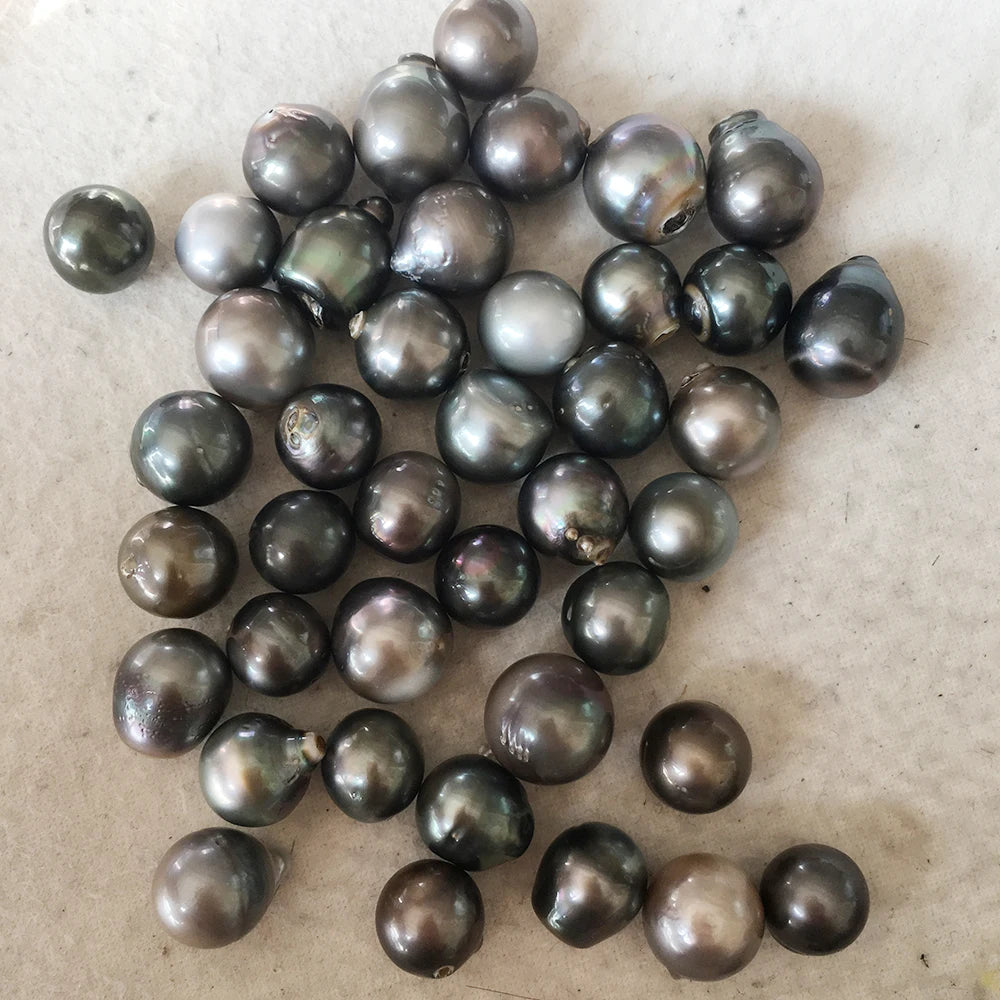 Wholesales DIY BEADS12-14 mm Good Quality A-AA Baroque Nature Loose Tahitian Pearl With HalfOR No Holeblack Color