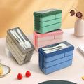 All-in-One 3 Layers Bento Box Removable Compartment Microwave Safe Meal Prep Containers with Spoon Fork and Knife for Adults