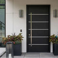 Modern Fancy Exterior Wooden Pivot Door with Waterproof Feature Solid Wood Construction Customizable Design