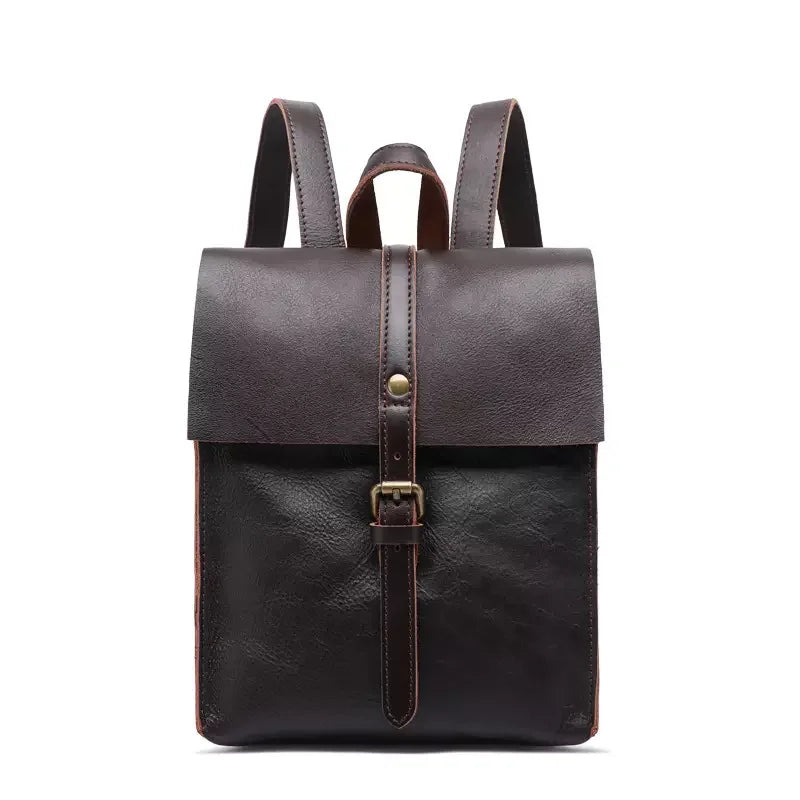 High Quality Genuine Leather Backpacks for Women Waterproof College Daily Use Double Strap Ladies Cowhide Backpack