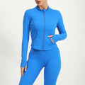 Slim Women's Gym Tracksuit Workout Top Full Zipper Long Sleeve Fitness Yoga Workout Training Jackets