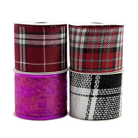 100% Polyester Decorative Wired Scottish Organza Ribbon Glitter Wreath DIY for Home Use