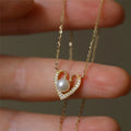 CZ Jewelry Designer Jewelry Luxury Silver Necklace Chain Pearl Dainty Heart Pendant Necklace