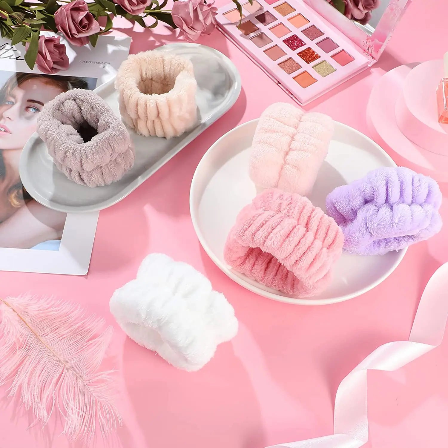 New Arrival Microfiber Spa Wrist Headband Face Wash Velvet Head Band Elastic Hair Band for Girls