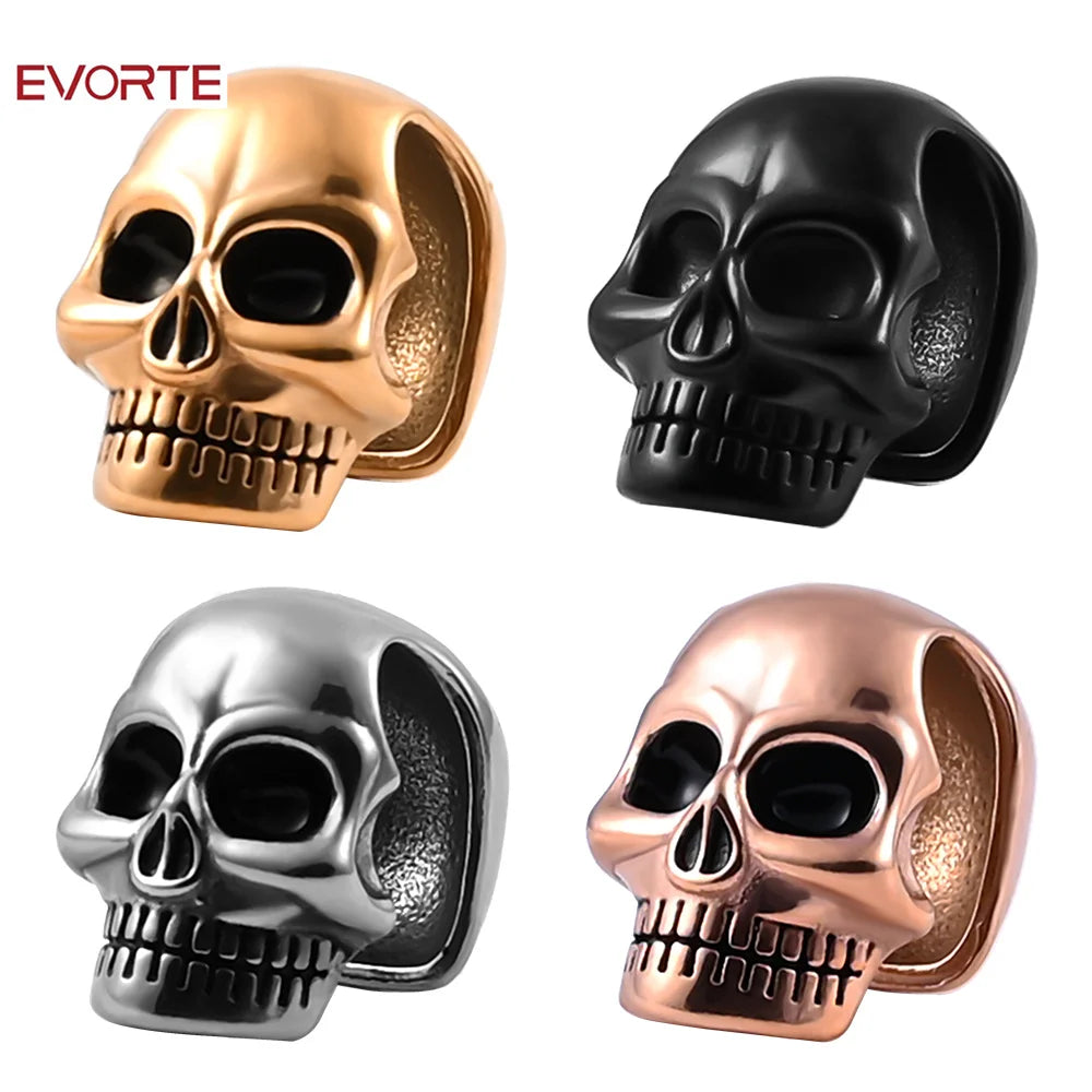 Evorte Classic Stainless Steel Skull Human Face Ear Weights Hangers Flesh Tunnels Gauges Plugs Hooks Piercing Body Jewelry