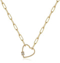 Fashion Exquisite Paperclip Chain Link Necklace Heart-shaped Pendant Necklace for Women