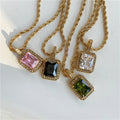 Joolim PVD  Tarnish Free  Hypoallergenic Zircon Stone Luxury CZ Square  Stainless Steel 18k Gold Plated Jewelry Waterproof
